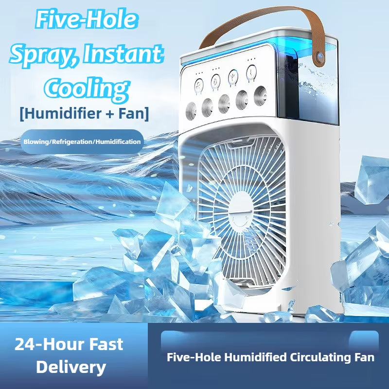 Portable 3 in 1 Fan Air Conditioner Household Small Air Cooler LED Night Lights Humidifier Air Adjustment Home Fans Dropshipping