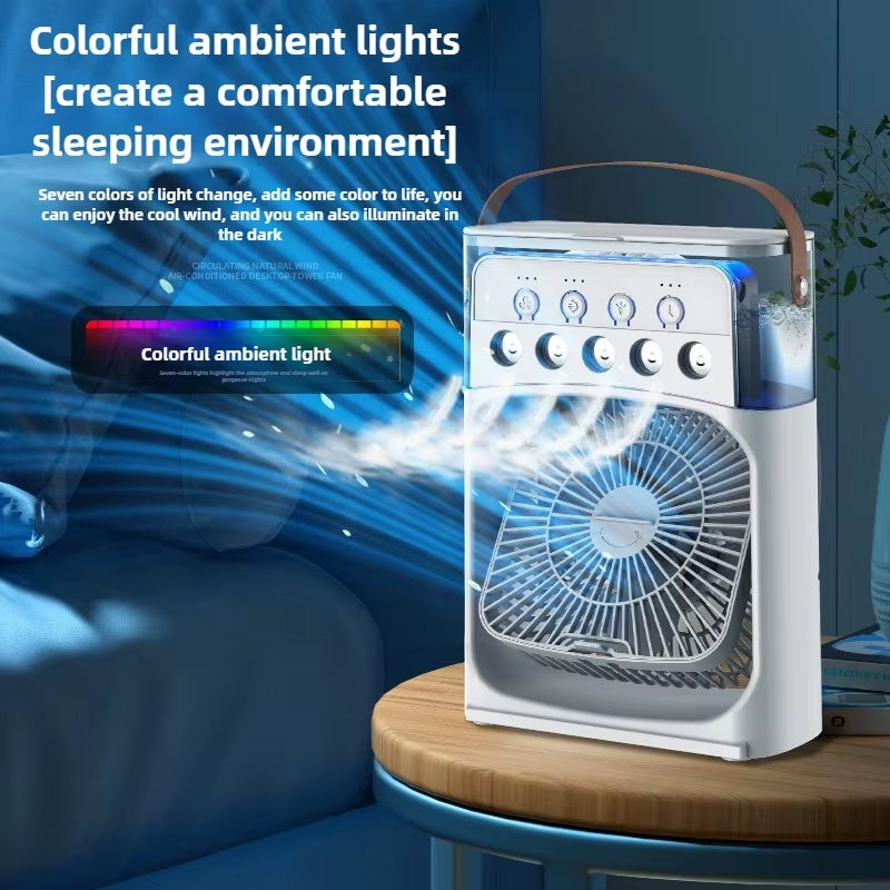 Portable 3 in 1 Fan Air Conditioner Household Small Air Cooler LED Night Lights Humidifier Air Adjustment Home Fans Dropshipping