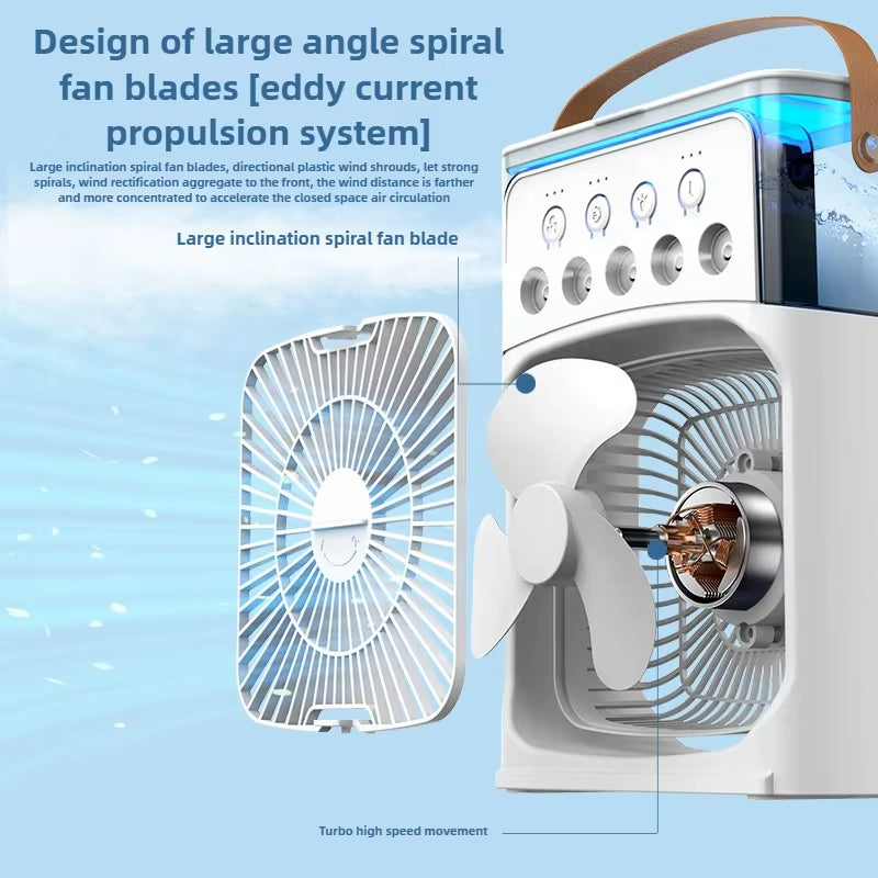 Portable 3 in 1 Fan Air Conditioner Household Small Air Cooler LED Night Lights Humidifier Air Adjustment Home Fans Dropshipping