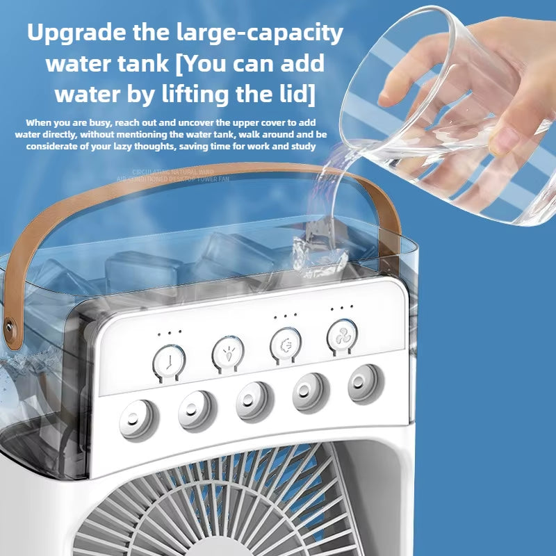 Portable 3 in 1 Fan Air Conditioner Household Small Air Cooler LED Night Lights Humidifier Air Adjustment Home Fans Dropshipping